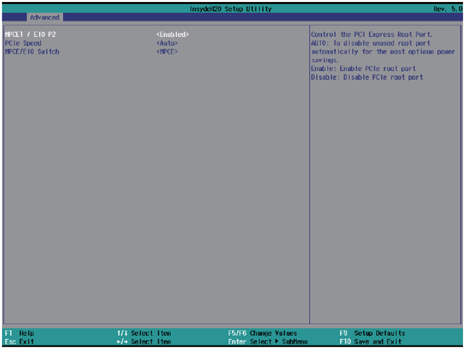 BIOS PCIe Config