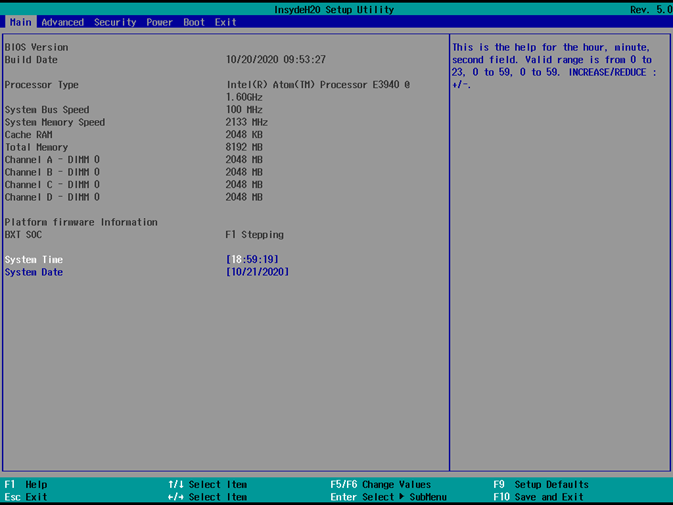 BIOS Menu